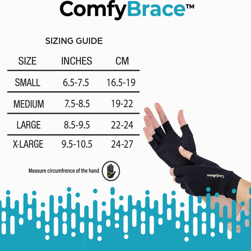 ComfyBrace Copper Infused Compression Arthritis Gloves for Hand & Finger Relief from pain/swelling caused by Rheumatoid Arthritis, carpal Tunnel, Tendonitis and Poor Circulation, Fits Men & Women
