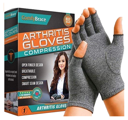 Arthritis Hand Compression Gloves, Fingerless Design - Comfy Brace